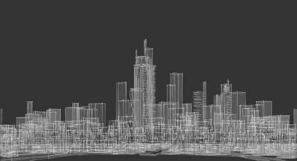 Moderno Panorama Ciudad Bosquejo Concepto Geométrico — Foto de Stock