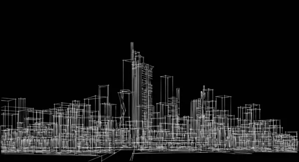 Panorama Cidade Moderna Esboço Conceito Geométrico — Fotografia de Stock