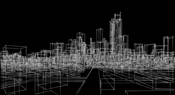 Panorama Cidade Moderna Esboço Conceito Geométrico — Fotografia de Stock