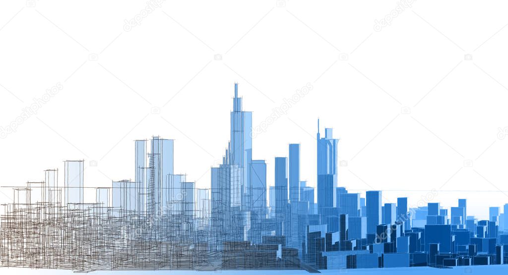modern city panorama sketch geometric concept