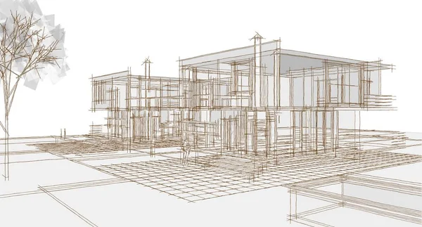 Будинок Архітектурний Ескіз Ілюстрація — стокове фото