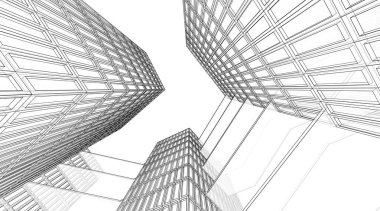 soyut modern mimari 3D resim