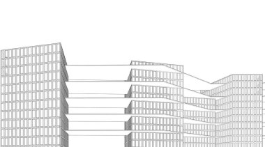 soyut modern mimari 3D resim