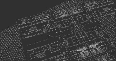 ev mimarisi projesi çizimi 3d illüstrasyon