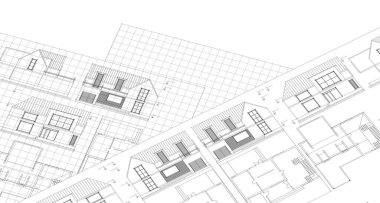ev mimarisi projesi çizimi 3d illüstrasyon