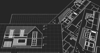 ev mimarisi projesi çizimi 3d illüstrasyon