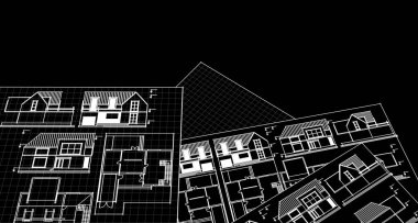 ev mimarisi projesi çizimi 3d illüstrasyon