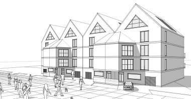 Mimari konsept 3 boyutlu çizim