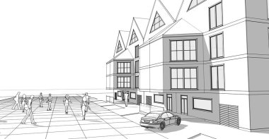 Mimari konsept 3 boyutlu çizim