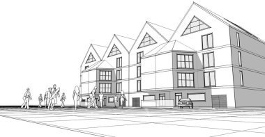 Mimari konsept 3 boyutlu çizim