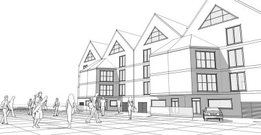 Mimari konsept 3 boyutlu çizim