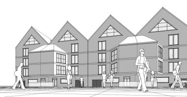 Mimari konsept 3 boyutlu çizim