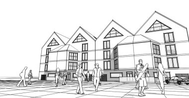 Mimari konsept 3 boyutlu çizim