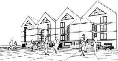 Mimari konsept 3 boyutlu çizim