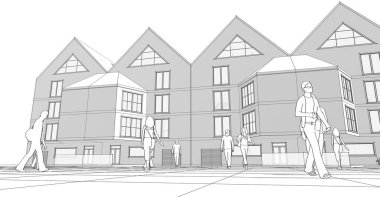 Mimari konsept 3 boyutlu çizim