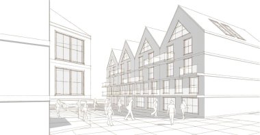 Mimari konsept 3 boyutlu çizim