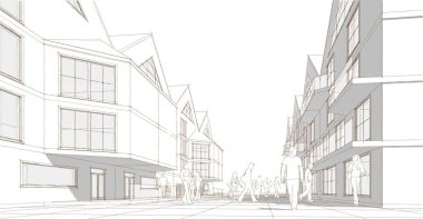 Mimari konsept 3 boyutlu çizim