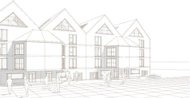 Mimari konsept 3 boyutlu çizim