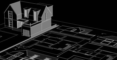 Modern ev çizimi 3d illüstrasyon