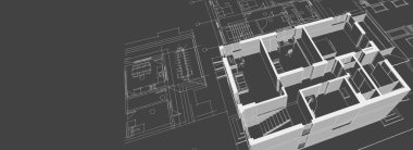 Geleneksel modern ev çizimi 3d illüstrasyon