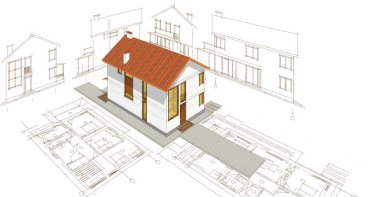 Geleneksel modern ev çizimi 3d illüstrasyon