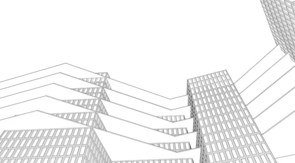 抽象的な現代建築3D画像 — ストック写真
