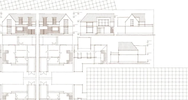 house architectural project sketch 3d illustration