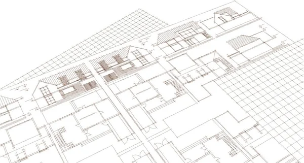 Σπίτι Αρχιτεκτονικό Σχέδιο Του Έργου Εικονογράφηση — Φωτογραφία Αρχείου