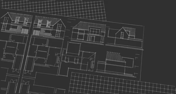 Будинок Архітектурний Проект Ескіз Ілюстрація — стокове фото