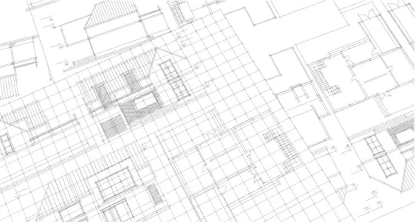 Будинок Архітектурний Проект Ескіз Ілюстрація — стокове фото