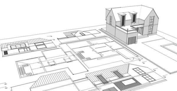 Moderne Haus Skizze Illustration — Stockfoto