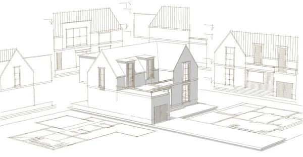 Moderne Huis Schets Illustratie — Stockfoto