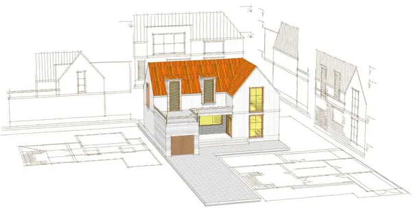 Modern House Sketch Illustration — Stock Photo, Image