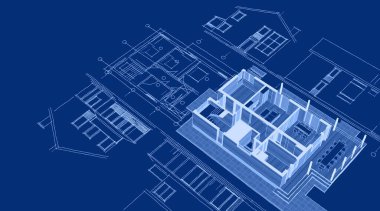 Geleneksel modern ev çizimi 3d illüstrasyon