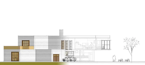 Casa Schizzo Architettonico Illustrazione — Foto Stock