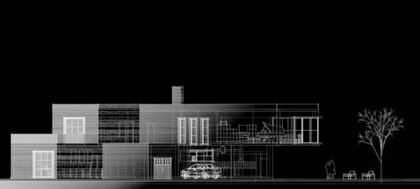 Дом Архитектурный Эскиз Иллюстрация — стоковое фото