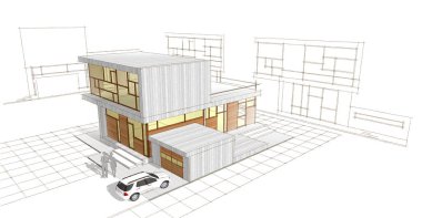 Modern ev çizimi 3d illüstrasyon