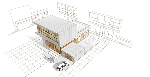 Современный Набросок Дома Иллюстрация — стоковое фото