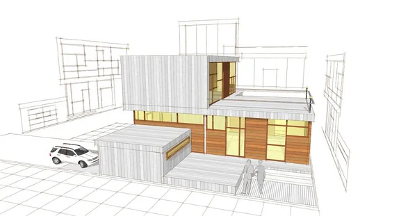 Современный Набросок Дома Иллюстрация — стоковое фото