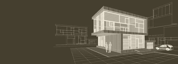 Современный Набросок Дома Иллюстрация — стоковое фото