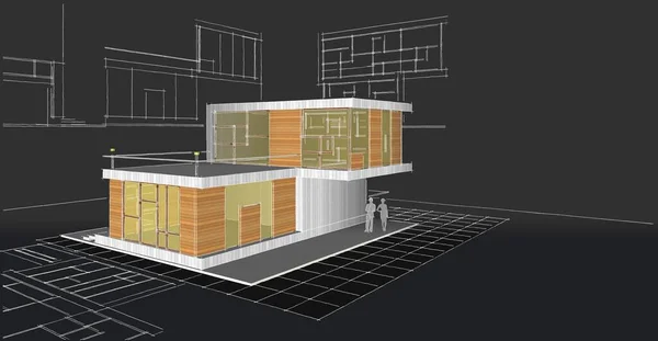 Современный Набросок Дома Иллюстрация — стоковое фото