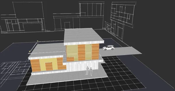 Современный Набросок Дома Иллюстрация — стоковое фото