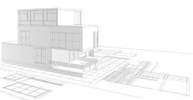 Modern ev planı çizimi 3d illüstrasyon