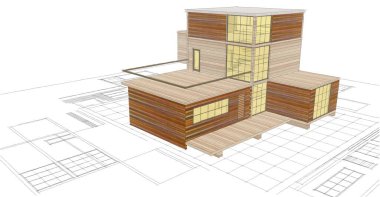 Modern ev planı çizimi 3d illüstrasyon