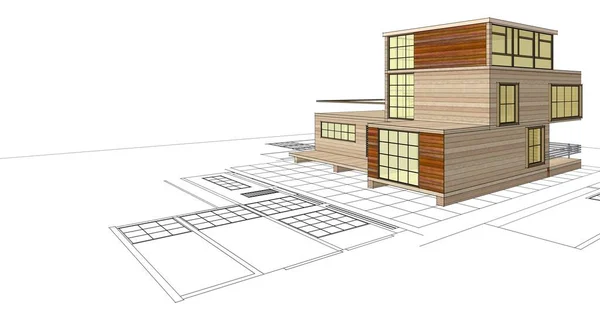 Modern House Plan Sketch Illustration — Stock Photo, Image