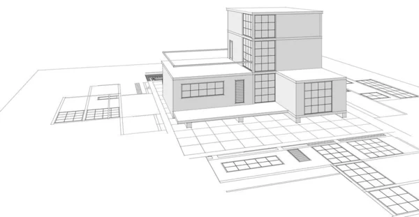Сучасний План Будинку Ескіз Ілюстрація — стокове фото