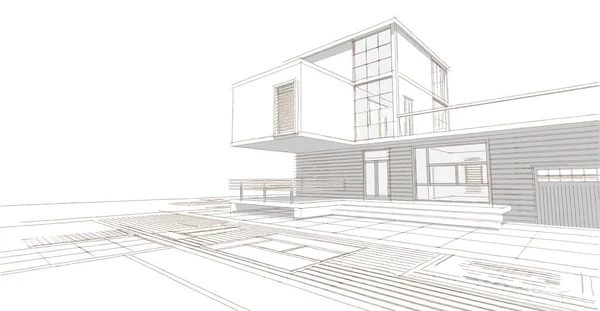 Modern House Sketch Illustration — Stock Photo, Image