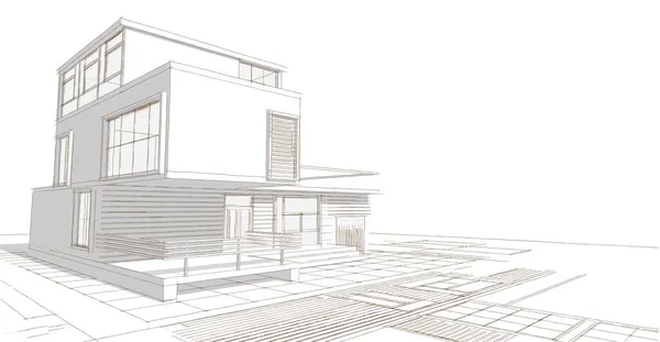 Modern House Sketch Illustration — Stock Photo, Image