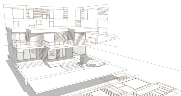 Архитектурный Эскиз Дома Иллюстрация — стоковое фото
