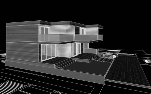 House Architectural Project Sketch Illustration — Stock Photo, Image